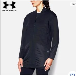 Womens Under Armour Luster Jacket Long Full Zip Black Quilted Pockets - medium